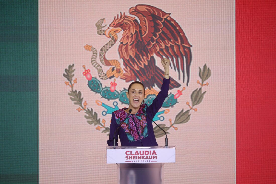 Claudia Sheinbaum campaigns during the election.